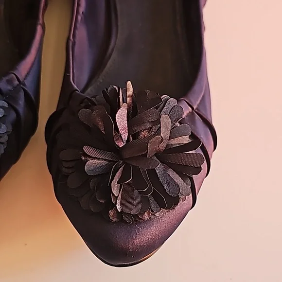 Satin Navy blue flats - Picture 2 of 3